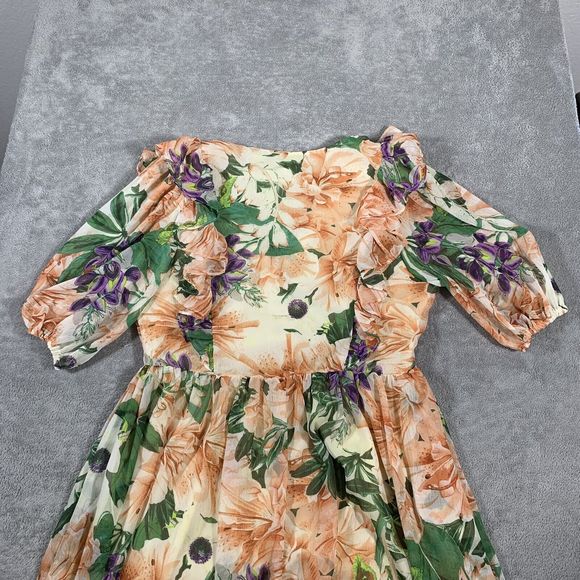 H&M Floral Ruffle Colorful Fit & Flare Dress Size Small Women’s - Picture 9 of 16